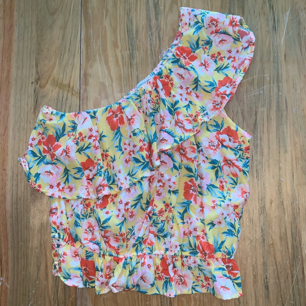 AE Ruffled One Shoulder Bubble Top